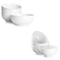 7" & 4.5" White Ceramic Bowls Set of 4 W8049