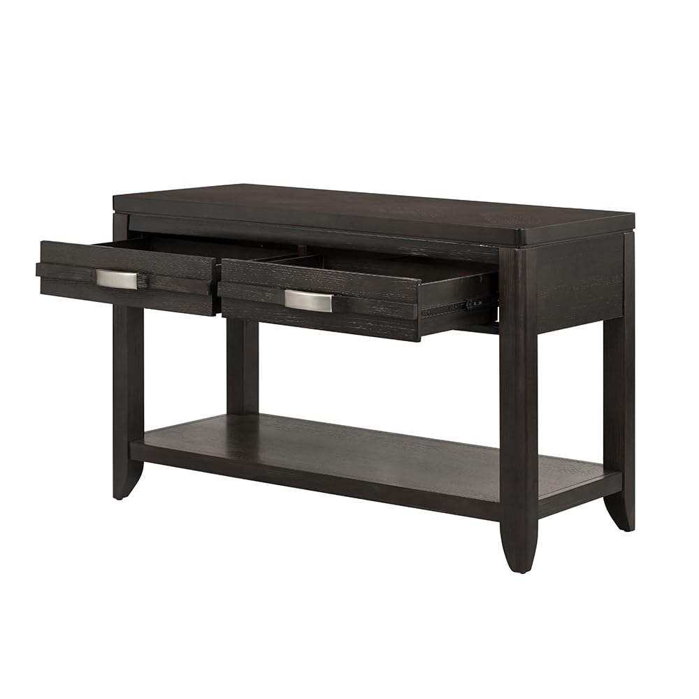Two-Drawer Console Table with Metal Detailing and Oak Veneer D74453