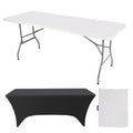 6FT Portable Folding Table with Black Tablecloth N648704