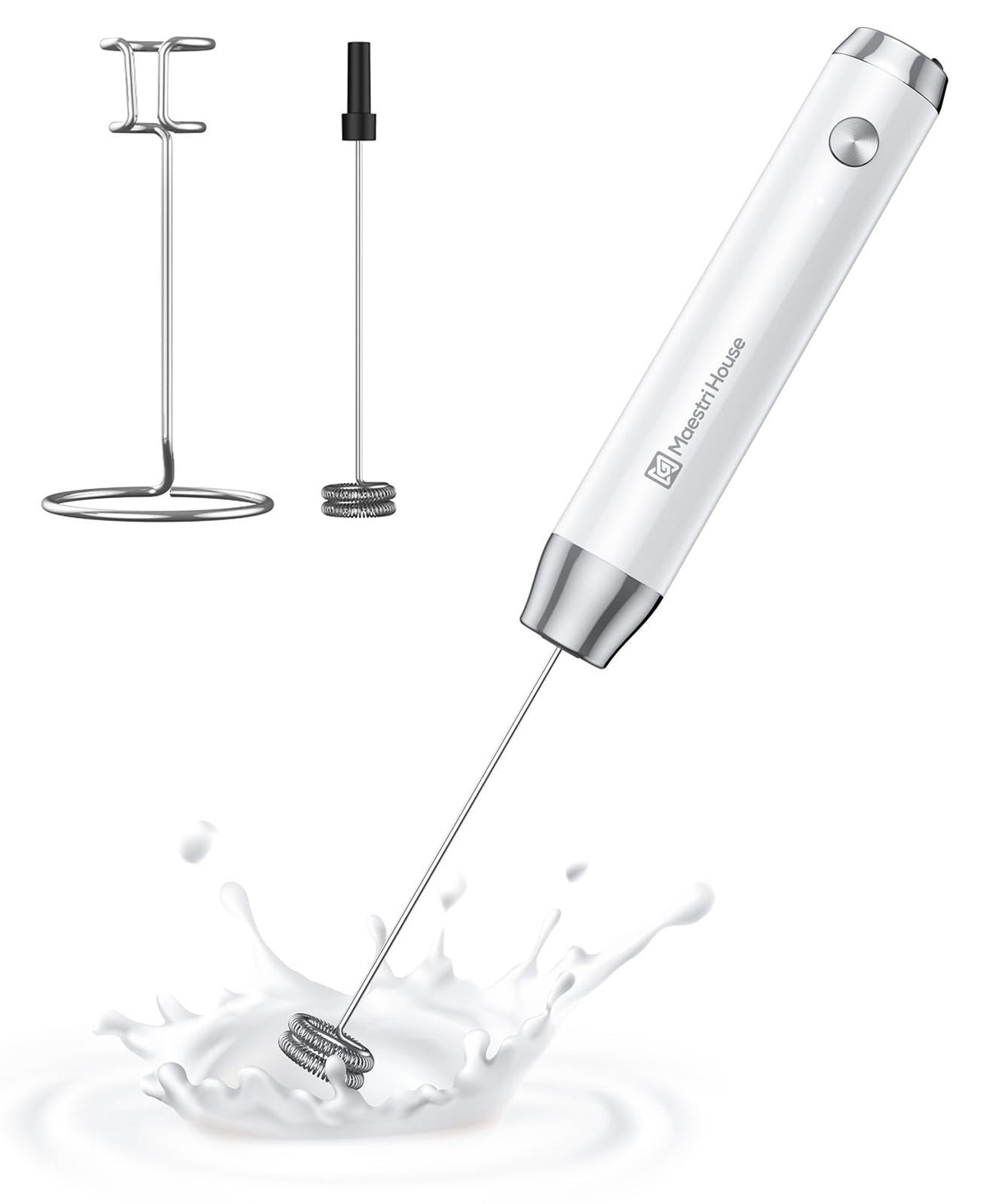 Rechargeable Milk Frother with 2 Detachable Whisks W958652