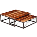 Brown Solid Sheesham Wood Nesting Coffee Table Set of 2 U5884