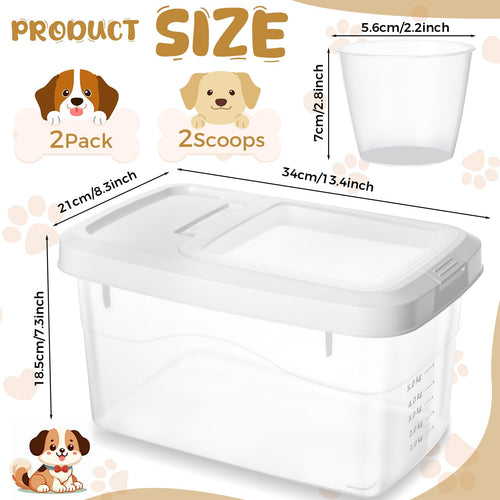 2 Pack 11 Lbs Airtight Dog Food Storage Container with Scoops I2703