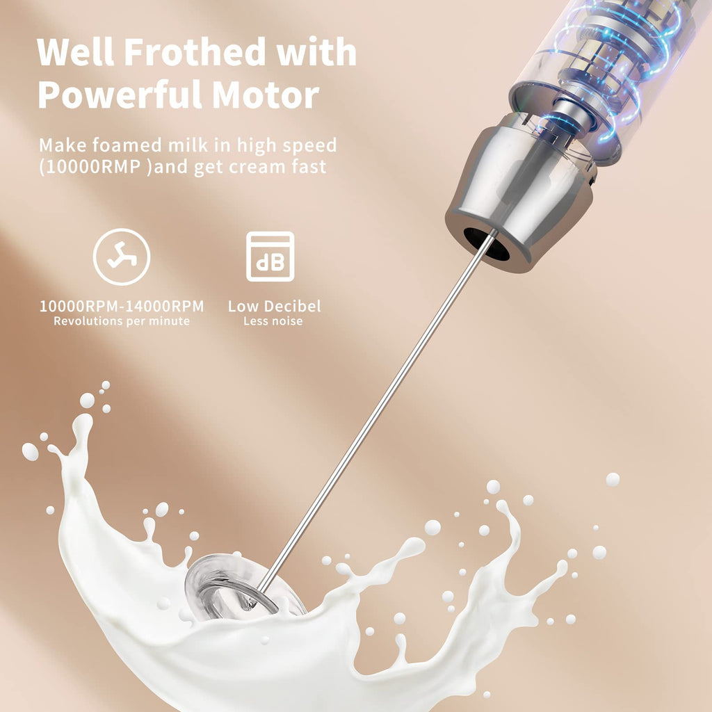 Rechargeable Milk Frother with 2 Detachable Whisks W958652