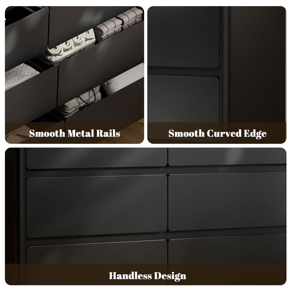 Black 9 Drawer Dresser with LED Lights F941