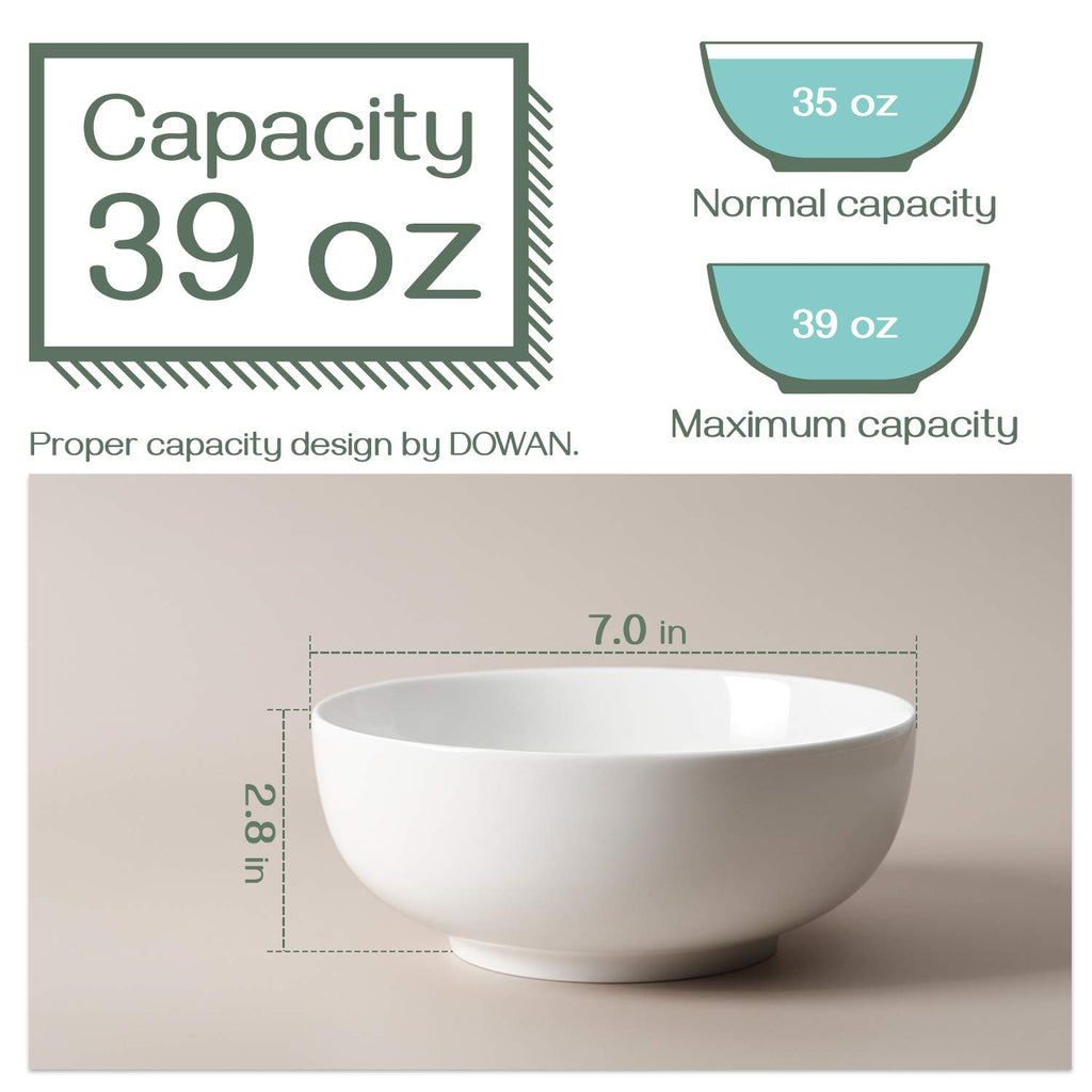 7" & 4.5" White Ceramic Bowls Set of 4 W8049