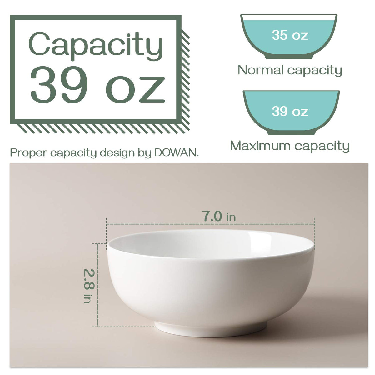 7" & 4.5" White Ceramic Bowls Set of 4 W8049