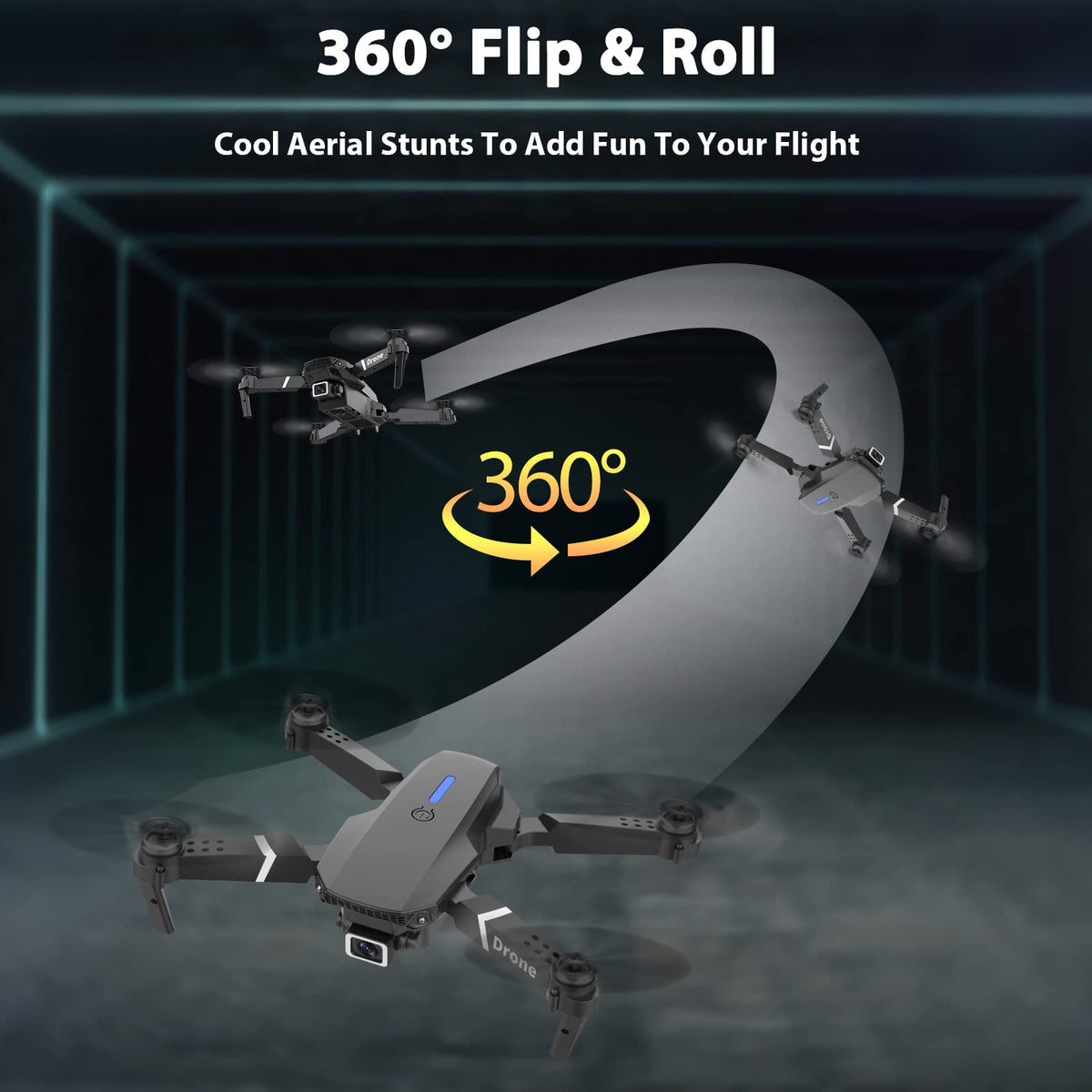 Foldable RC Quadcopter Drone with 1080P Camera, 2 Batteries, Carrying Case E76369