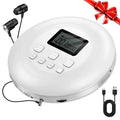 Portable CD Player with Headphones Jack USB AUX LCD Display White K4100