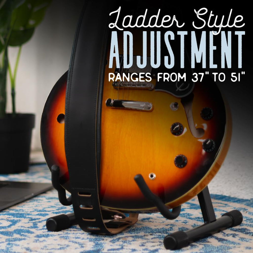 Black Leather Guitar Strap with Foam Padding D65025