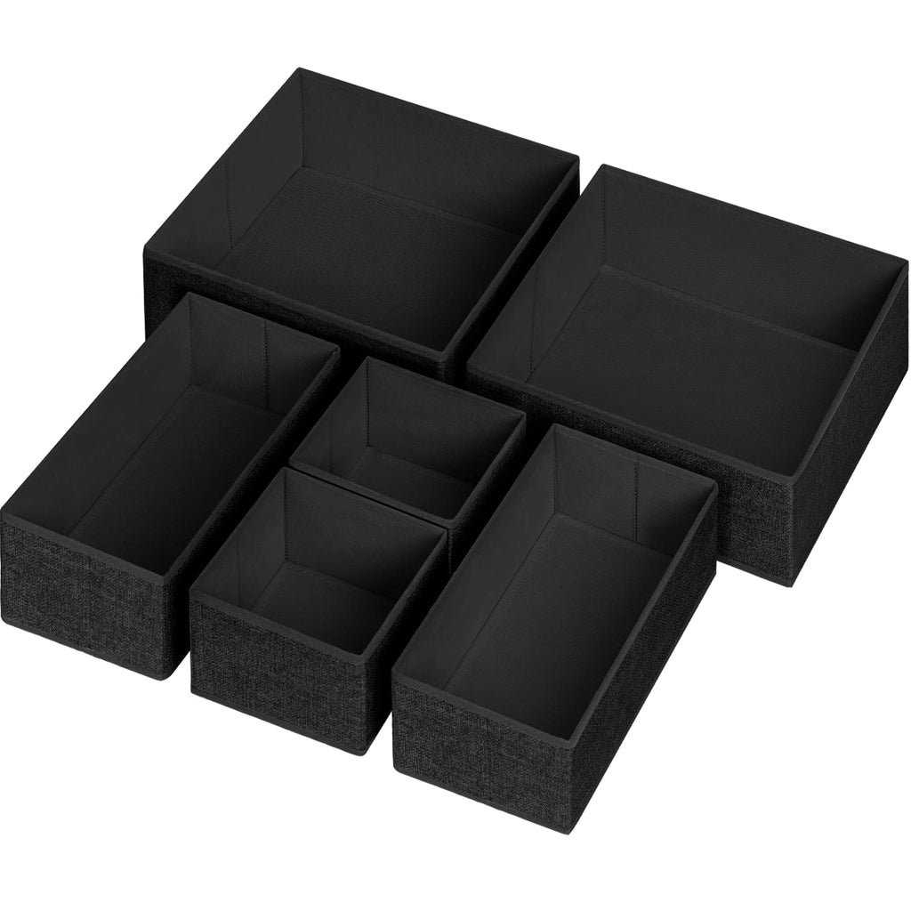 6 Pack Black Fabric Drawer Organizer H586