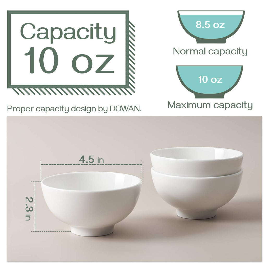 7" & 4.5" White Ceramic Bowls Set of 4 W8049