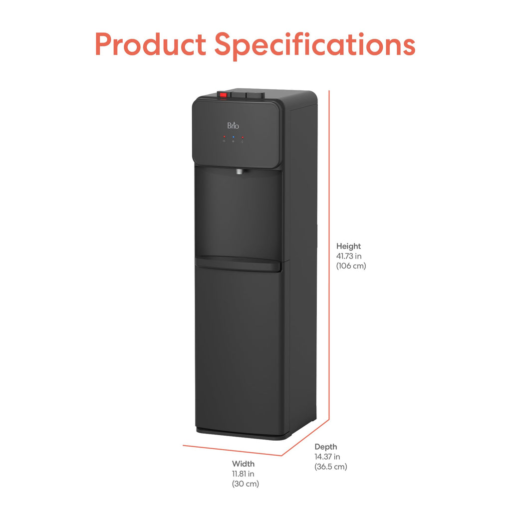 Bottom Load Water Cooler Dispenser, 5 Gallon, Black J19637