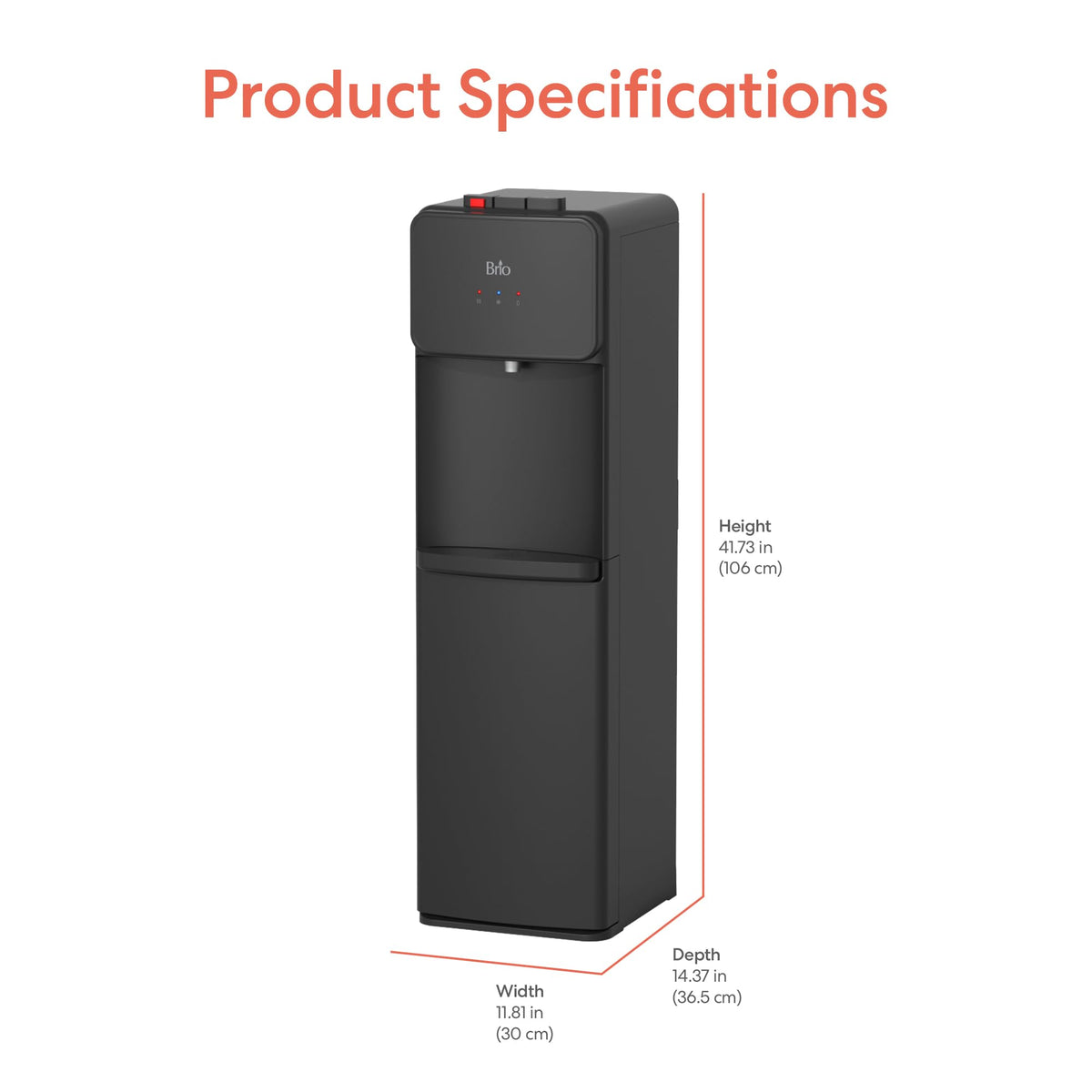 Bottom Load Water Cooler Dispenser, 5 Gallon, Black J19637