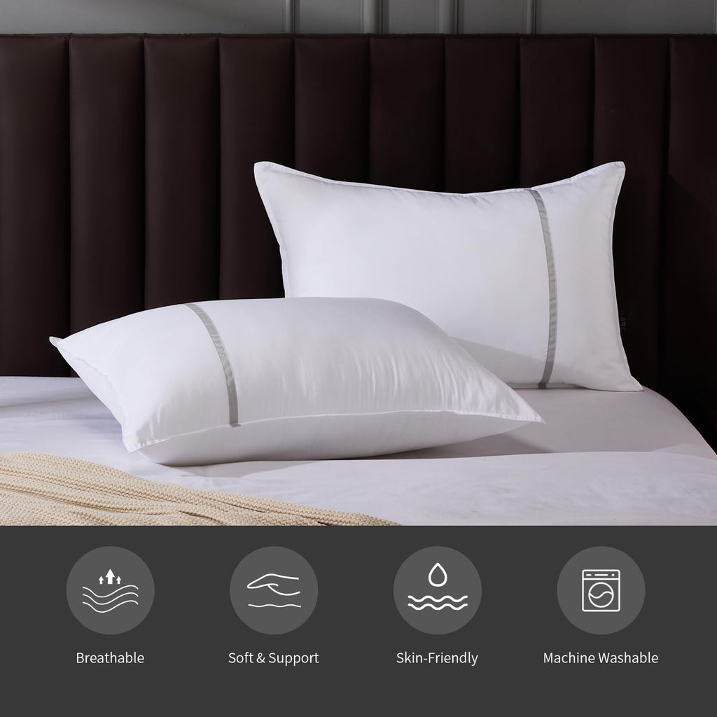Queen Size Set of 2 Medium Firm Down Alternative Bed Pillows Q112