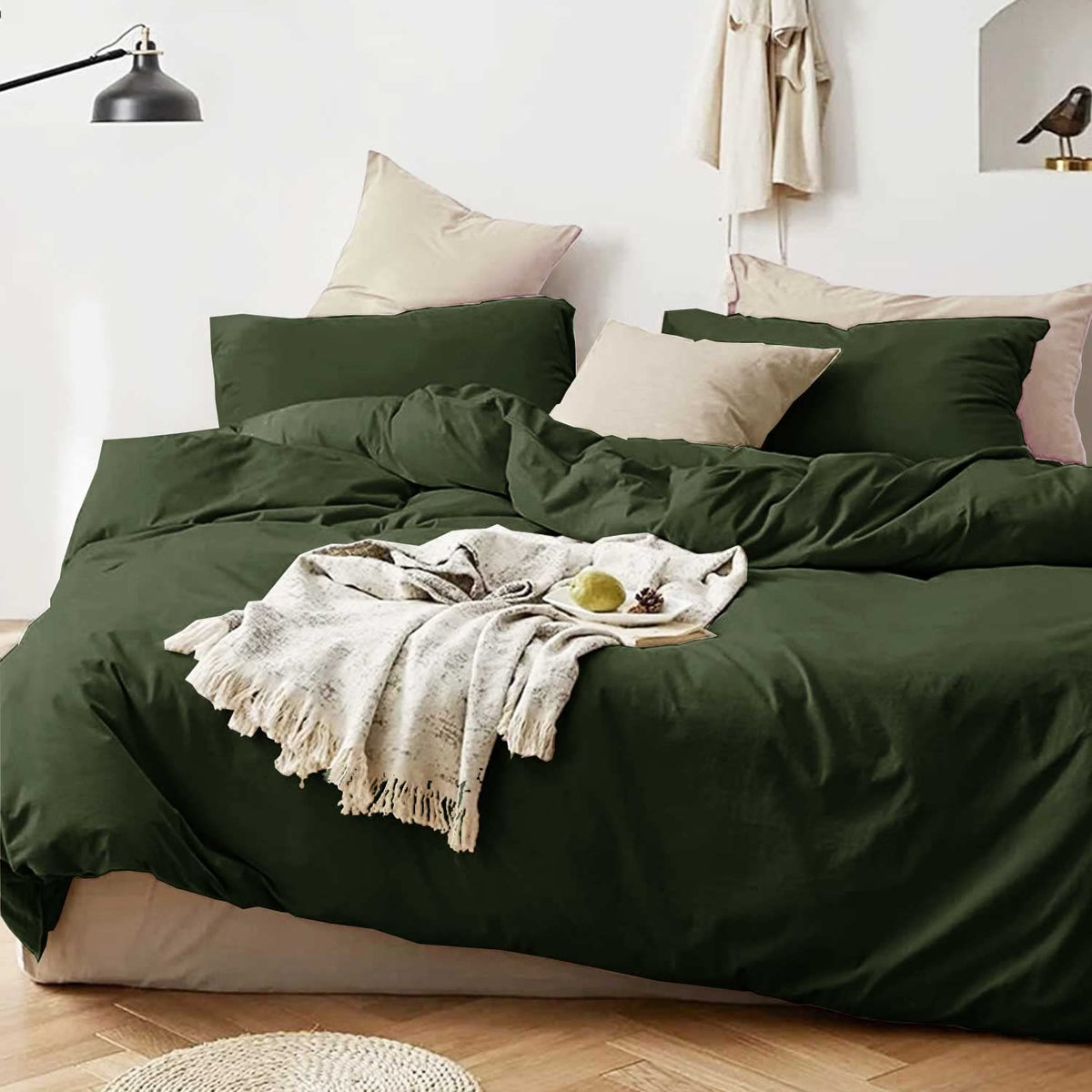 Dark Olive Green King Size 3 Piece Comforter Set J33271