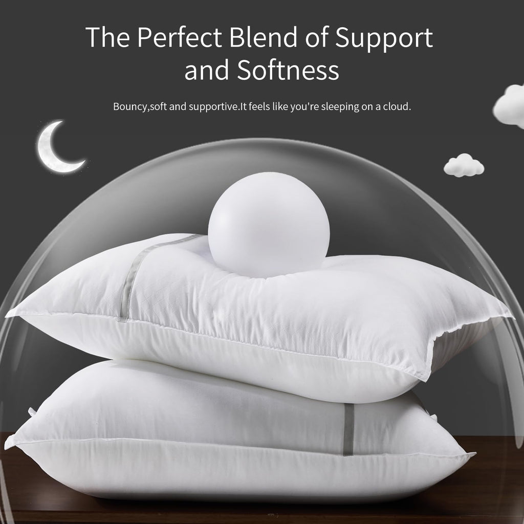 Queen Size Set of 2 Medium Firm Down Alternative Bed Pillows Q112