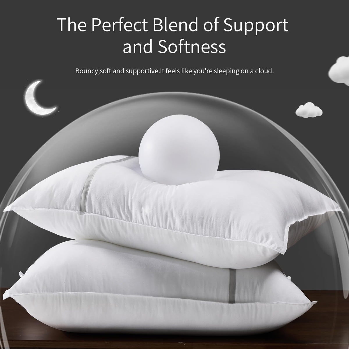 Queen Size Set of 2 Medium Firm Down Alternative Bed Pillows Q112