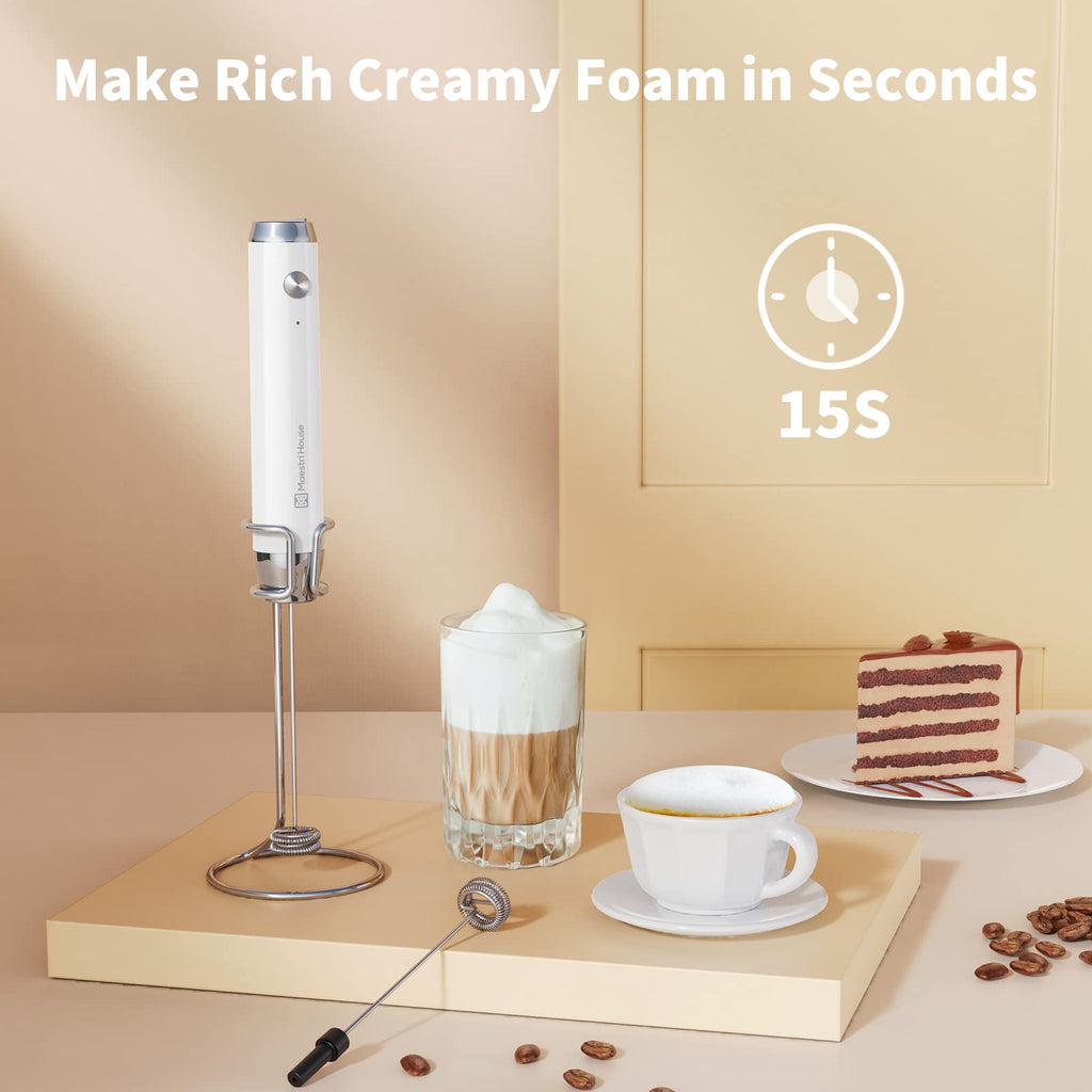 Rechargeable Milk Frother with 2 Detachable Whisks W958652