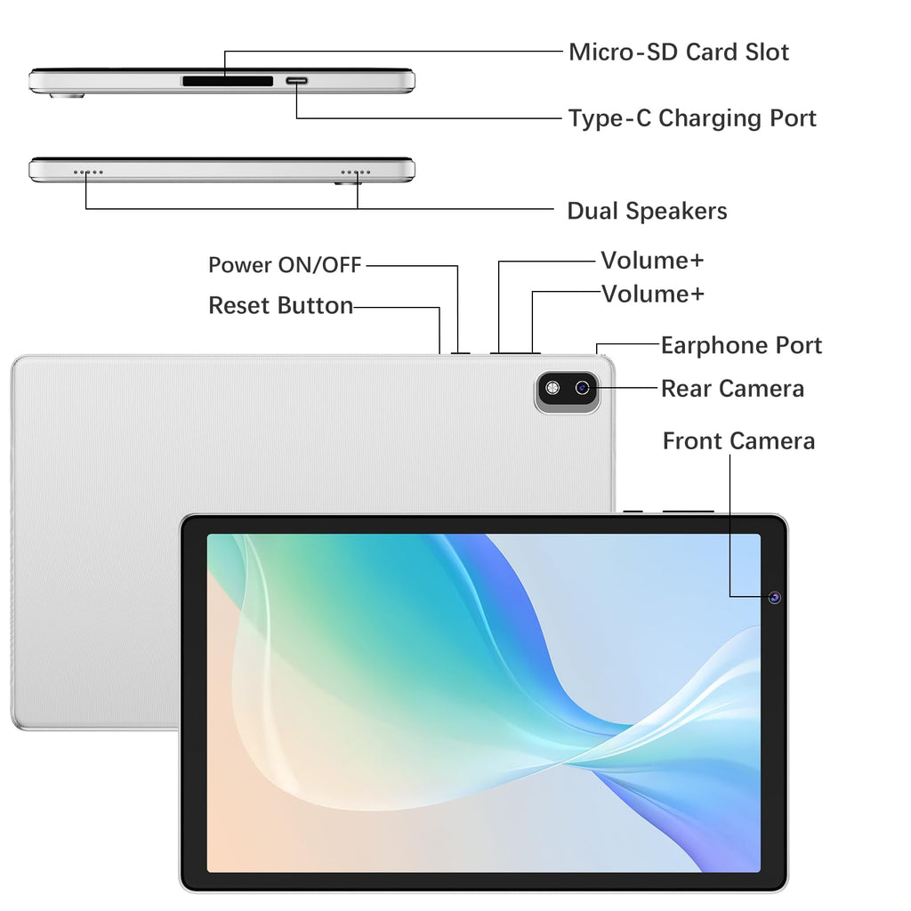 10 Inch Android Tablet 2GB RAM 32GB Storage Silver I28678
