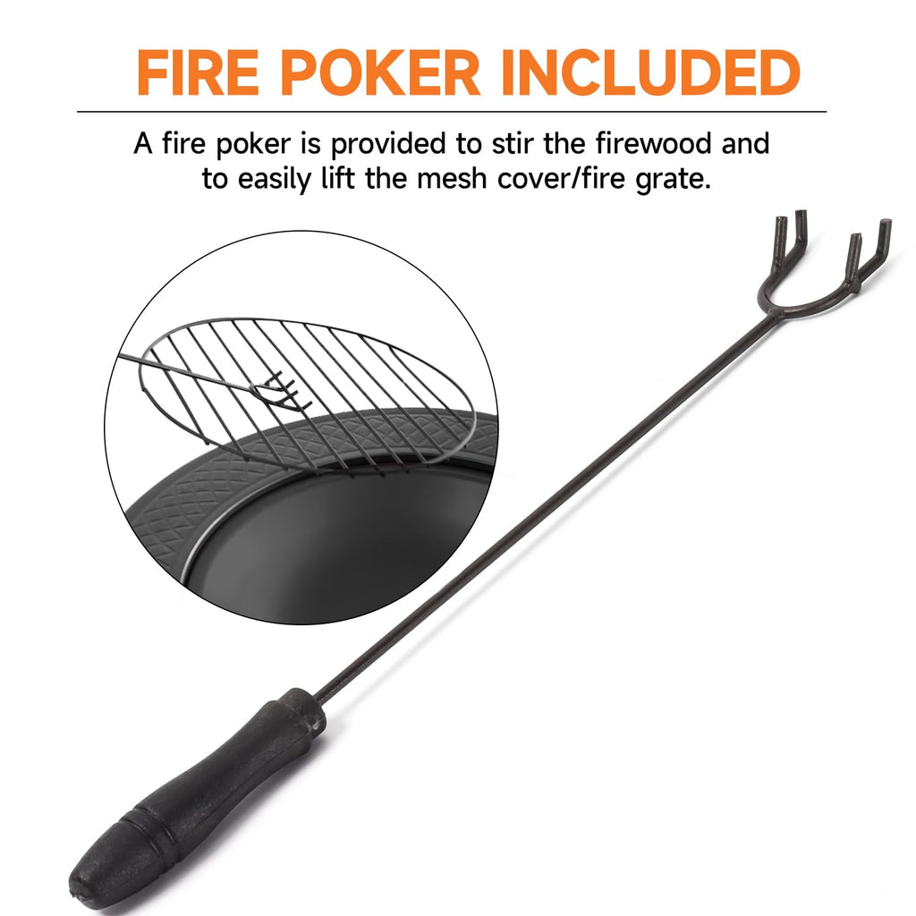 32-Inch Round Metal Fire Pit Table Set V2125