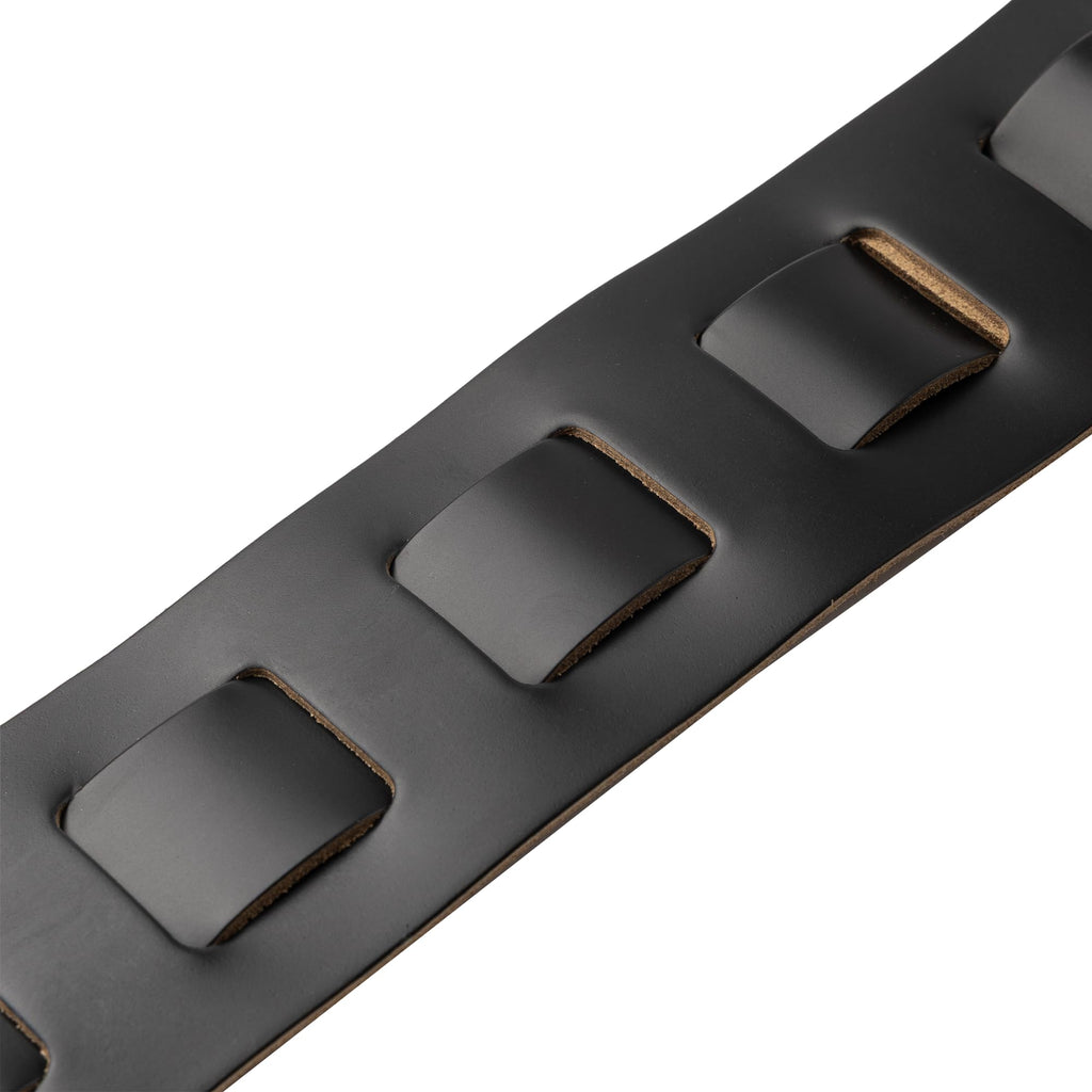 Black Leather Guitar Strap with Foam Padding D65025