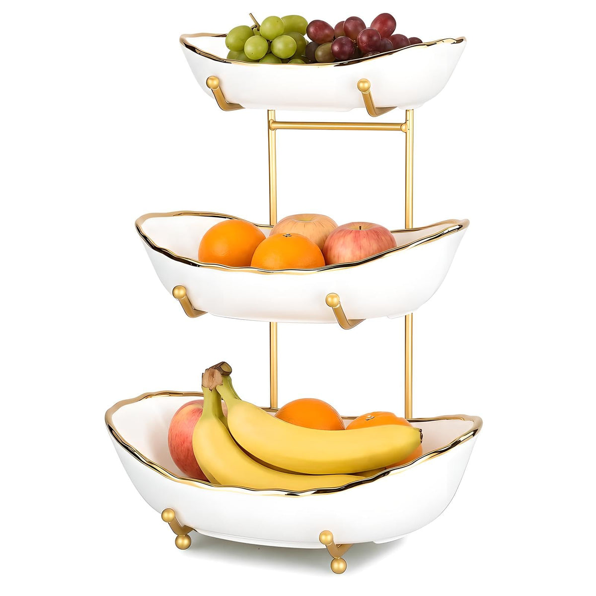 3 Tier White Ceramic Fruit Bowl F31261