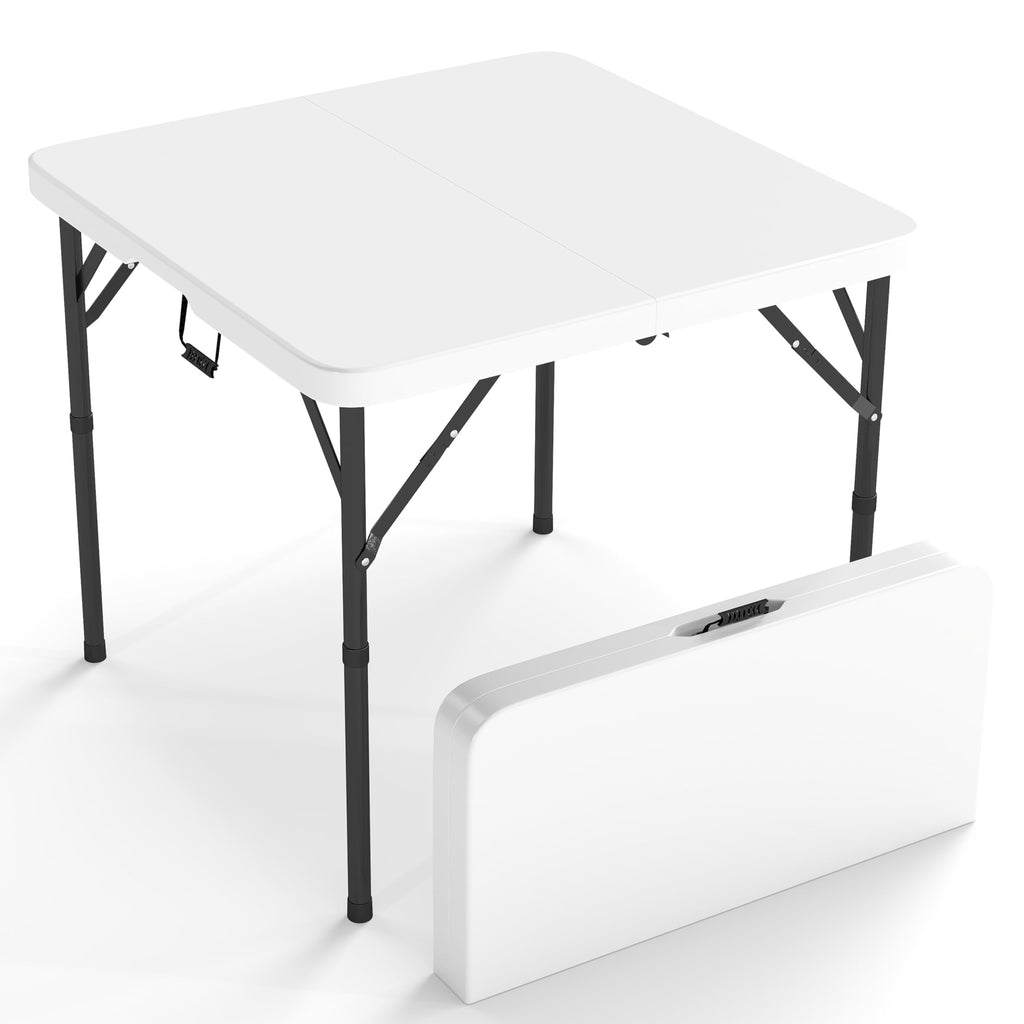 34" Square Folding Table with Handle and Removable Legs, White L5903