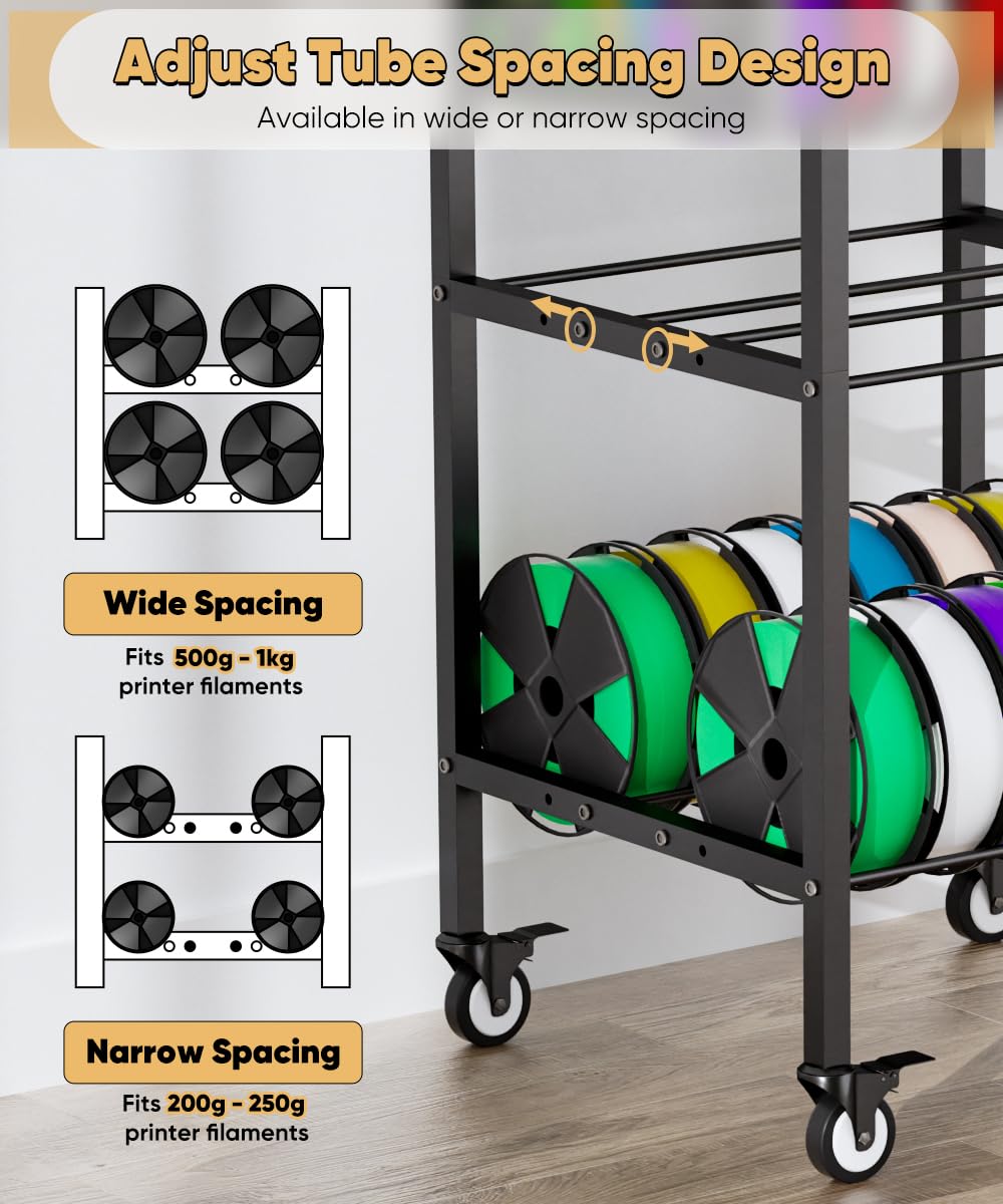 5-Tier 3D Printer Filament Storage Rack with Wheels O462526