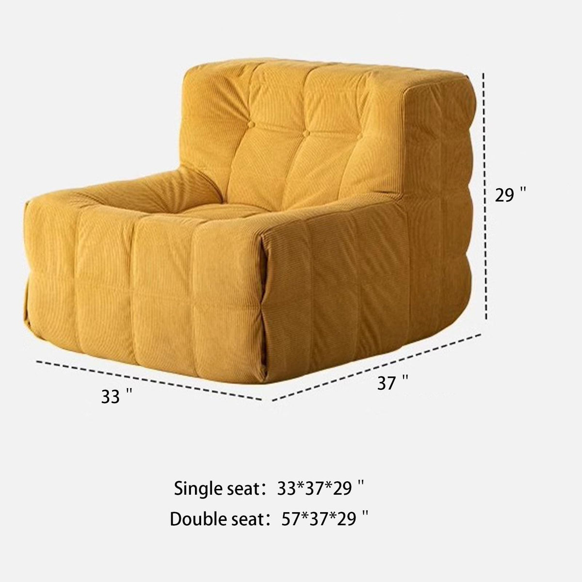 Yellow Corduroy Bean Bag Chair S23037