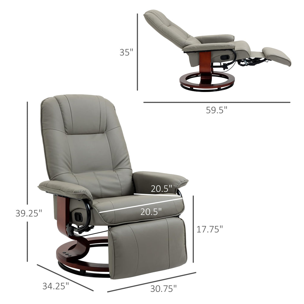 Gray PU Leather Swivel Recliner Chair O119