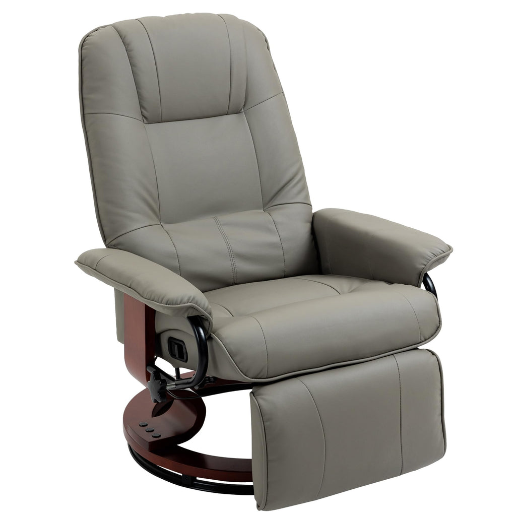 Gray PU Leather Swivel Recliner Chair O119