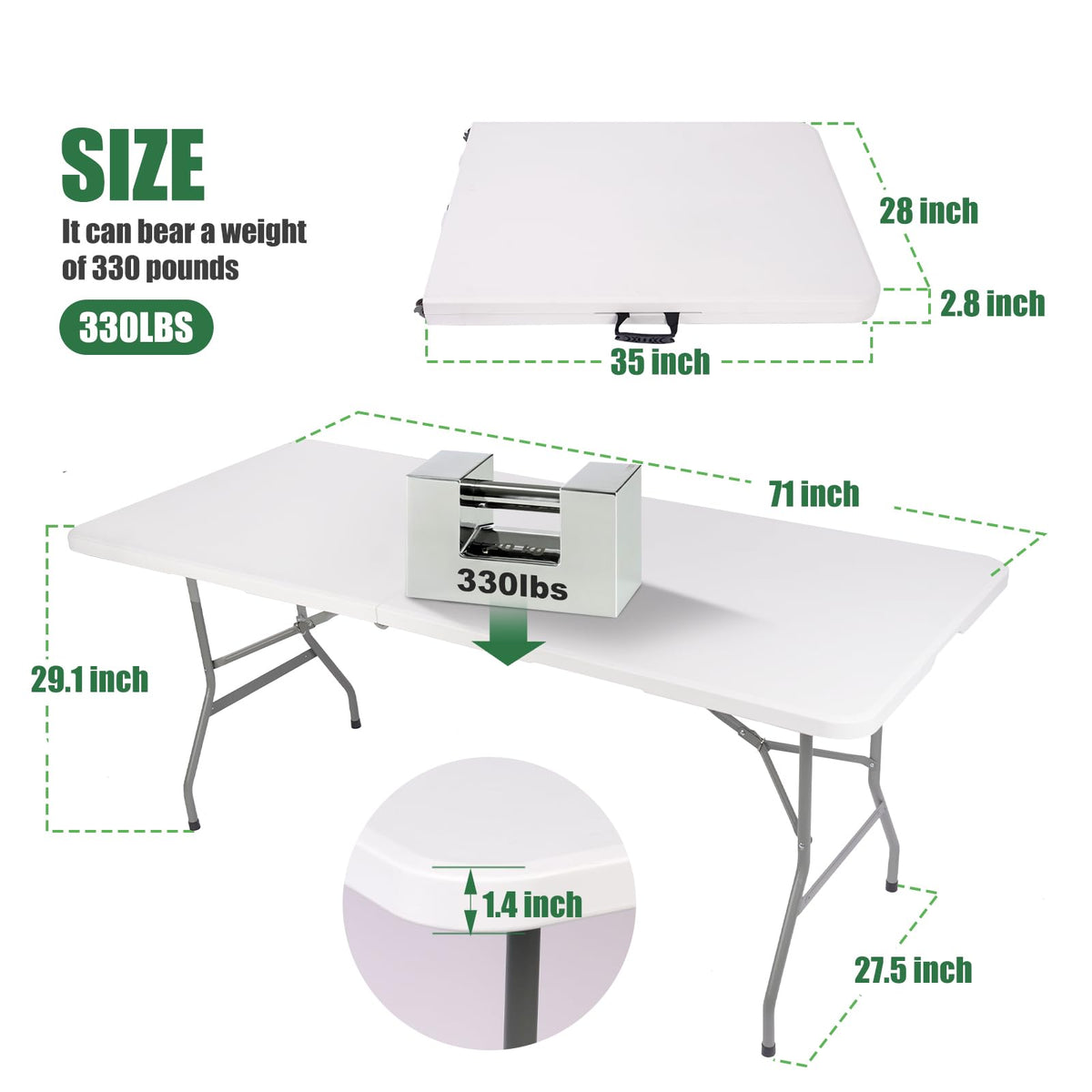 6FT Portable Folding Table with Black Tablecloth N648704