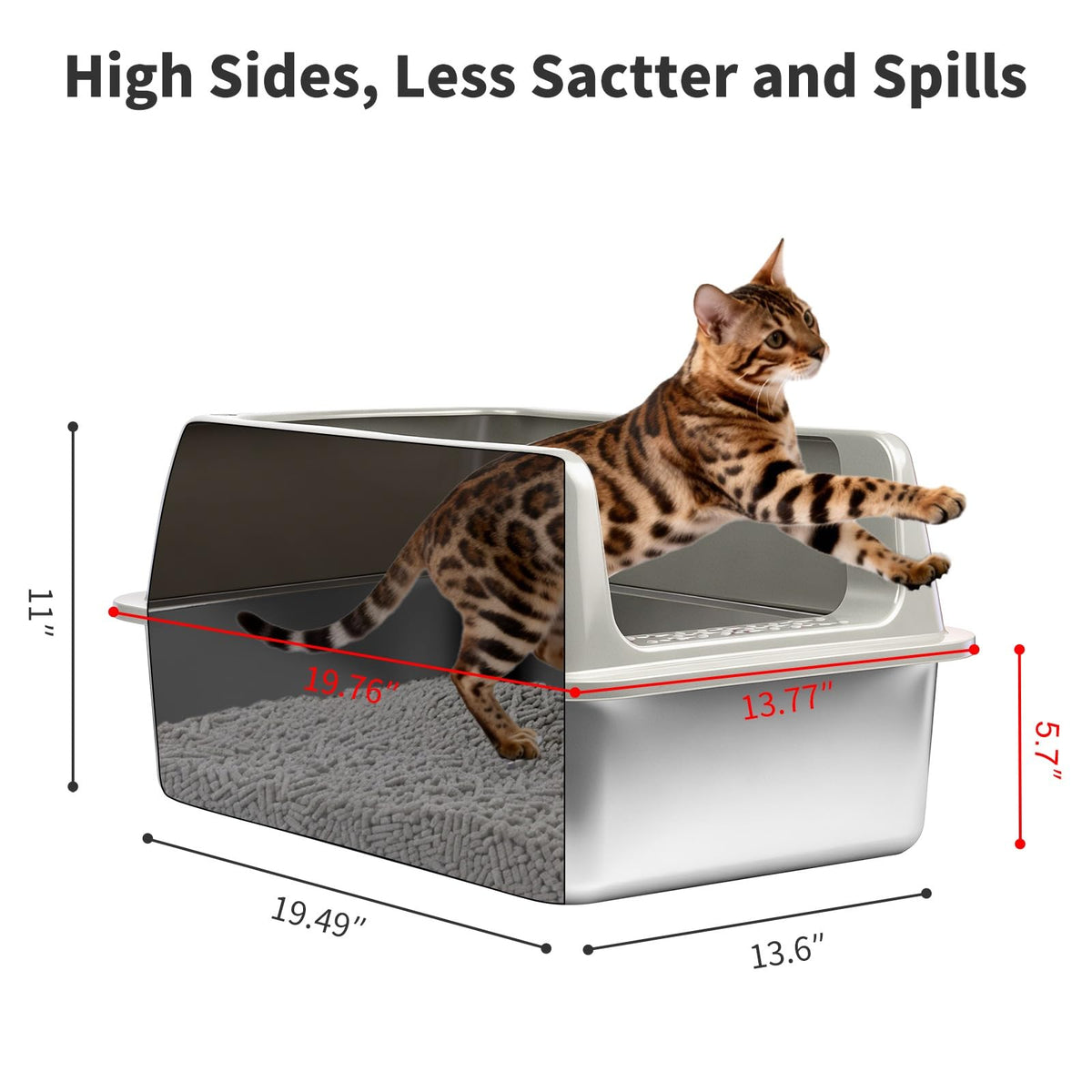 2 Pack Large Semi-Enclosed Stainless Steel Cat Litter Box with Lid R6947