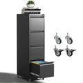 4 Drawer Black Metal Mobile File Cabinet with Lock and Wheels G361985