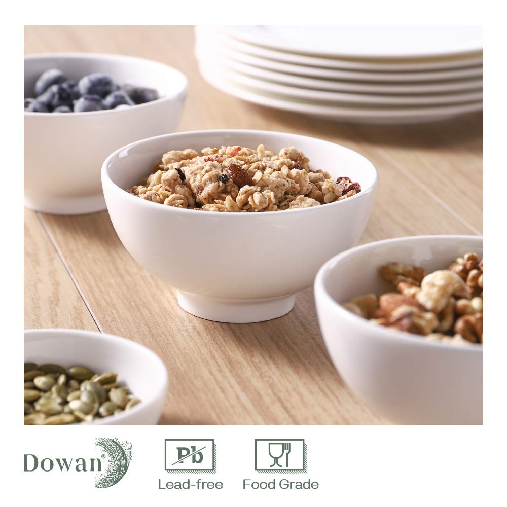 7" & 4.5" White Ceramic Bowls Set of 4 W8049