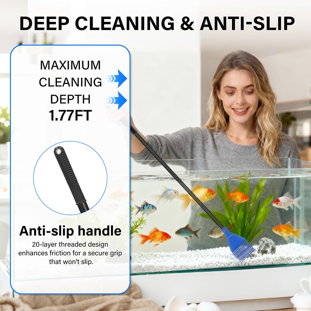 5 in 1 Fish Tank Cleaner Kit with 19 Inch Anti-Slip Handle Y259040