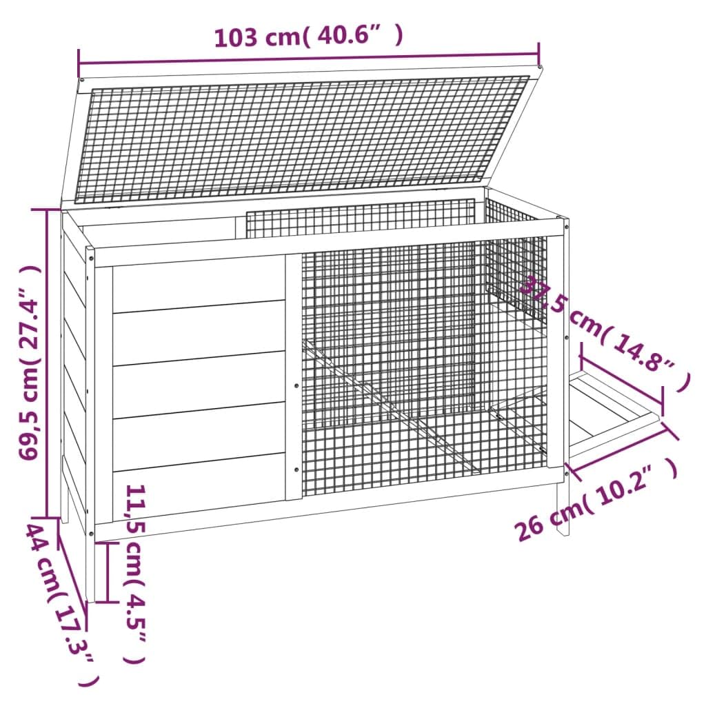 Wooden 2 Tier Small Animal Cage 40.6 Inch Brown O15174