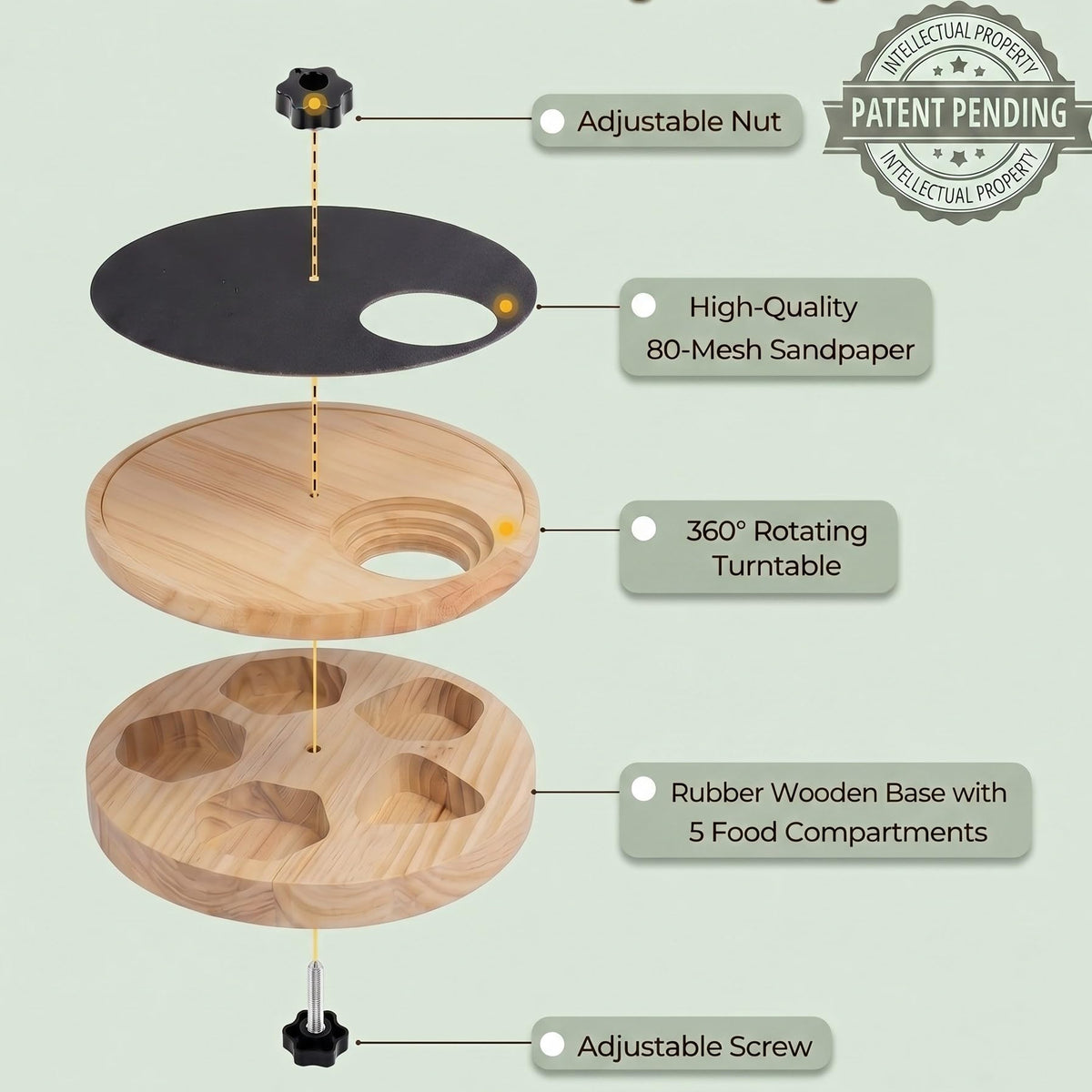 Rubberwood Adjustable Dog Nail Scratch Board with Treat Box F283280