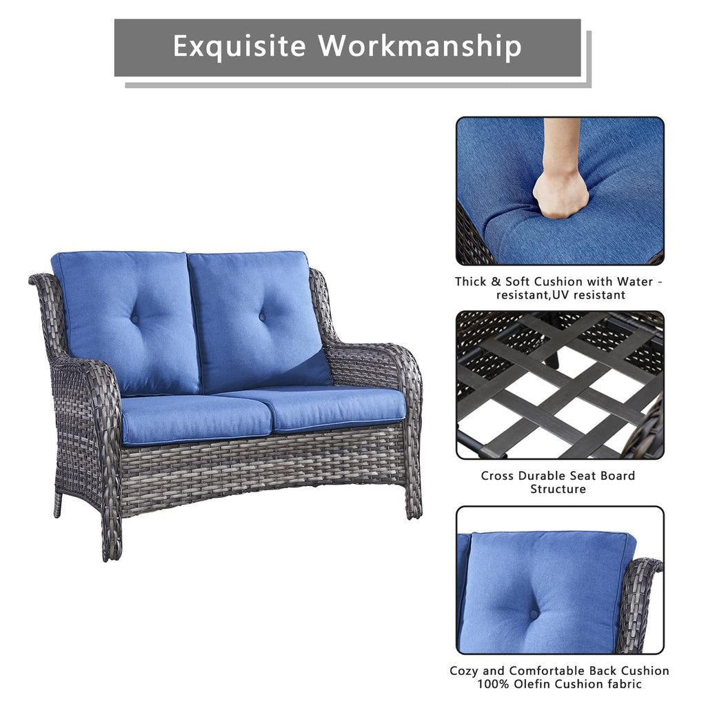 2-Seater Wicker Patio Sofa with Cushions M7821