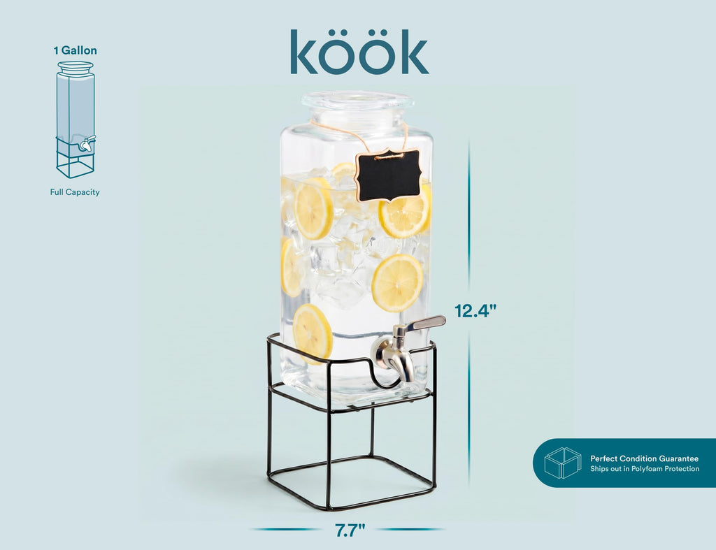 Glass Drink Dispenser with Stand 1 Gallon U336553