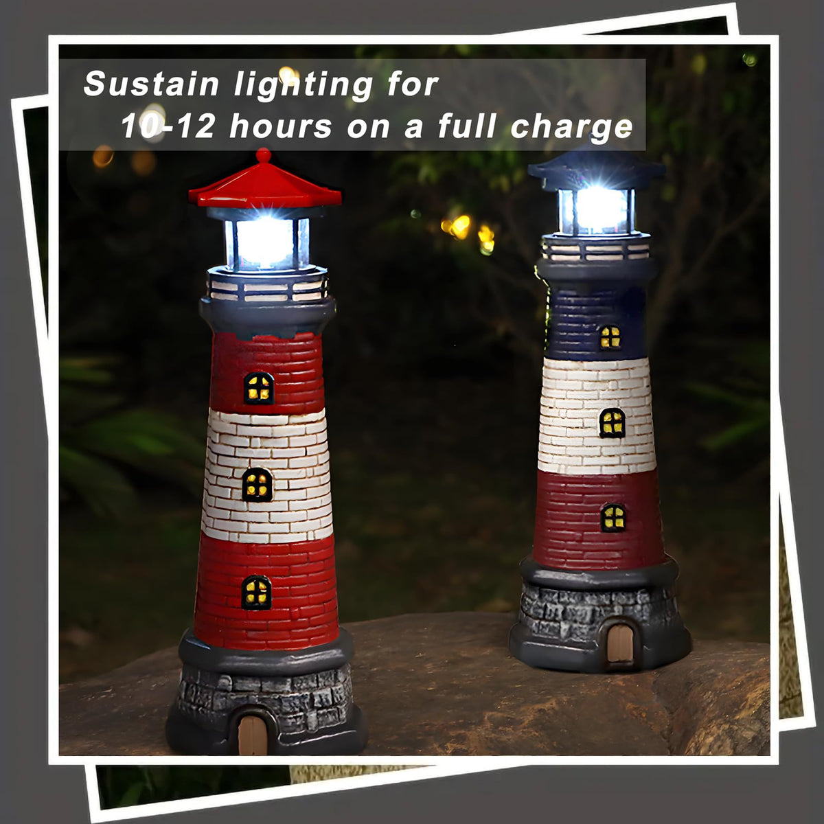 Solar Outdoor Lighthouse Garden Statue W7467