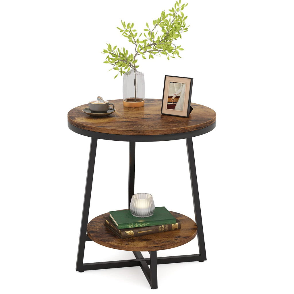 2 Tier Round End Table with Storage Shelf P3093
