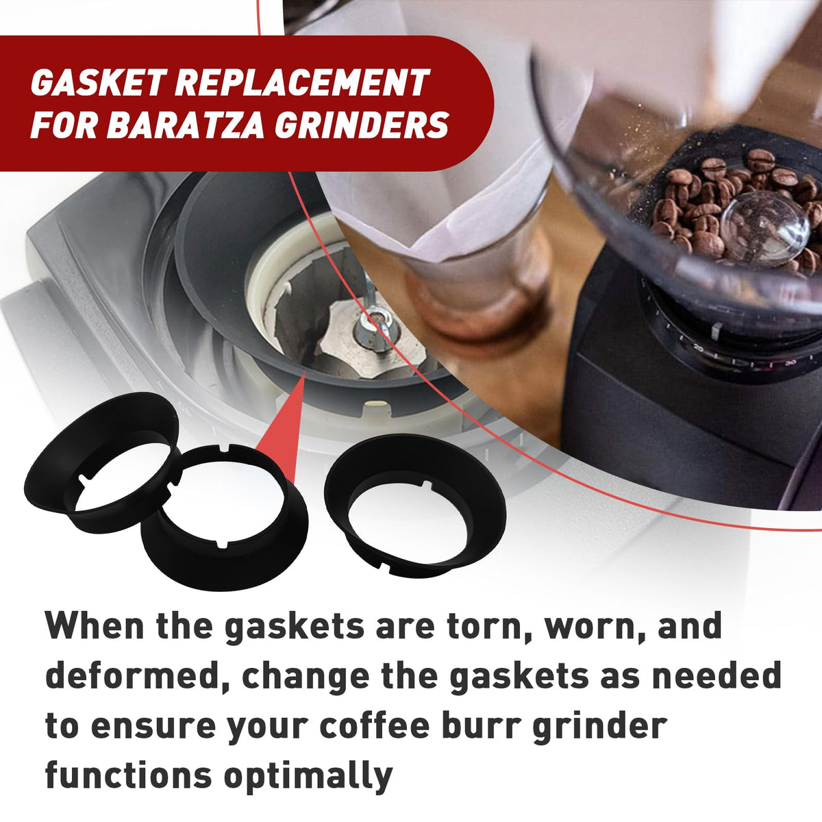 3 Pcs Gasket Replacement for Coffee Grinders O2018