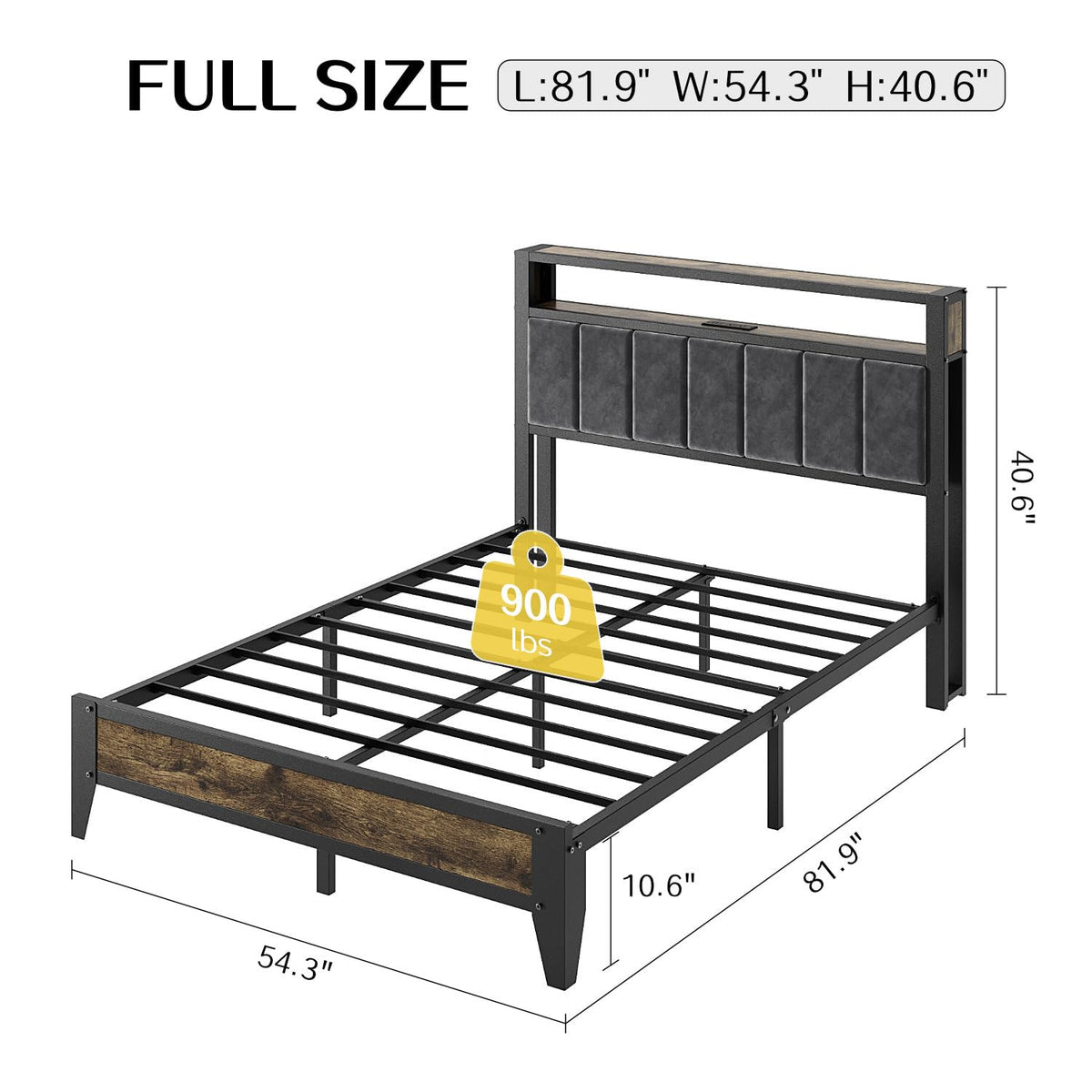 Full Size Bed Frame with Headboard S622827