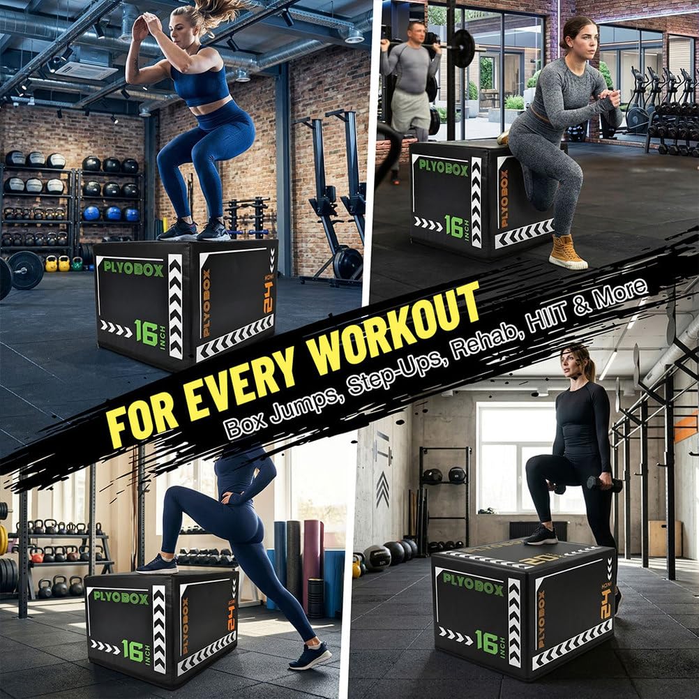 3-in-1 Foam Plyometric Jump Box, 16/20/24 Inch V9348