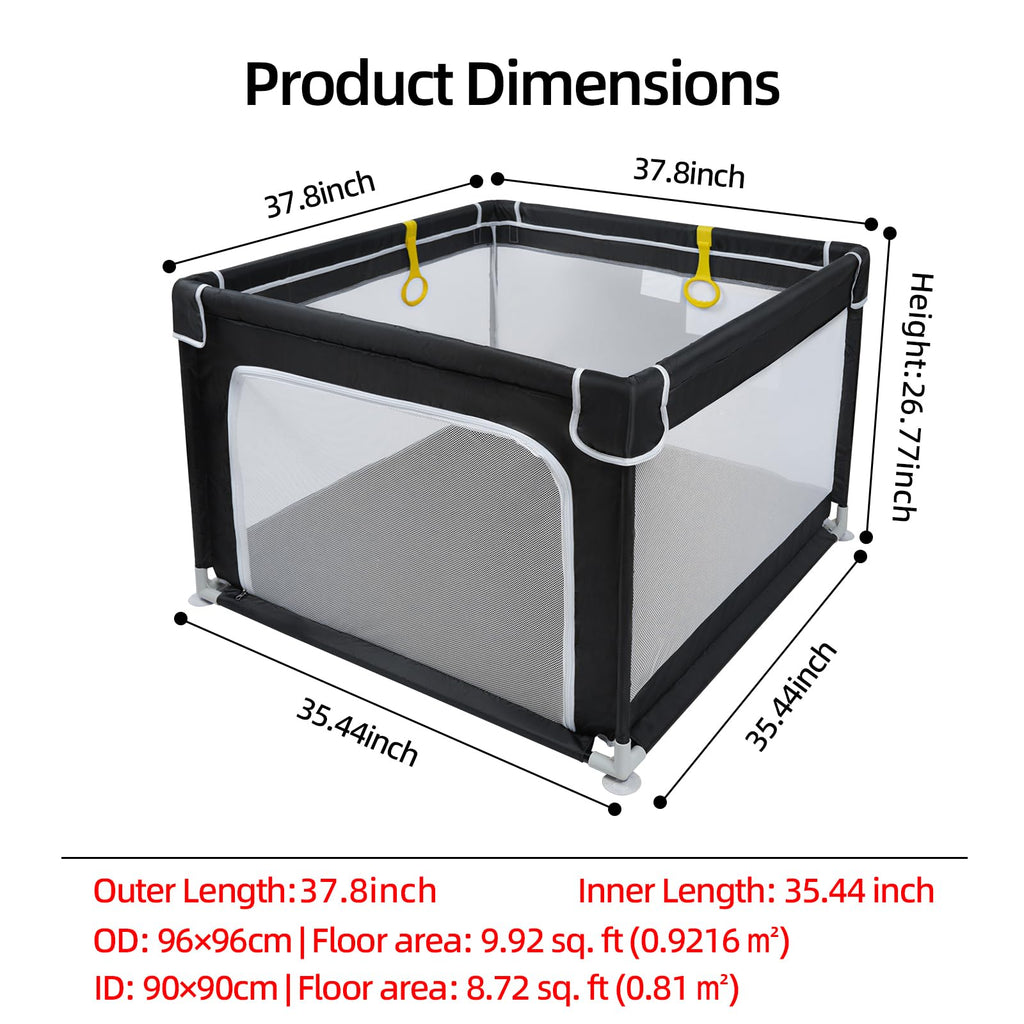 Baby Playpen with Mesh and Anti-Slip Base F3589