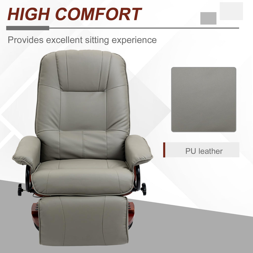 Gray PU Leather Swivel Recliner Chair O119