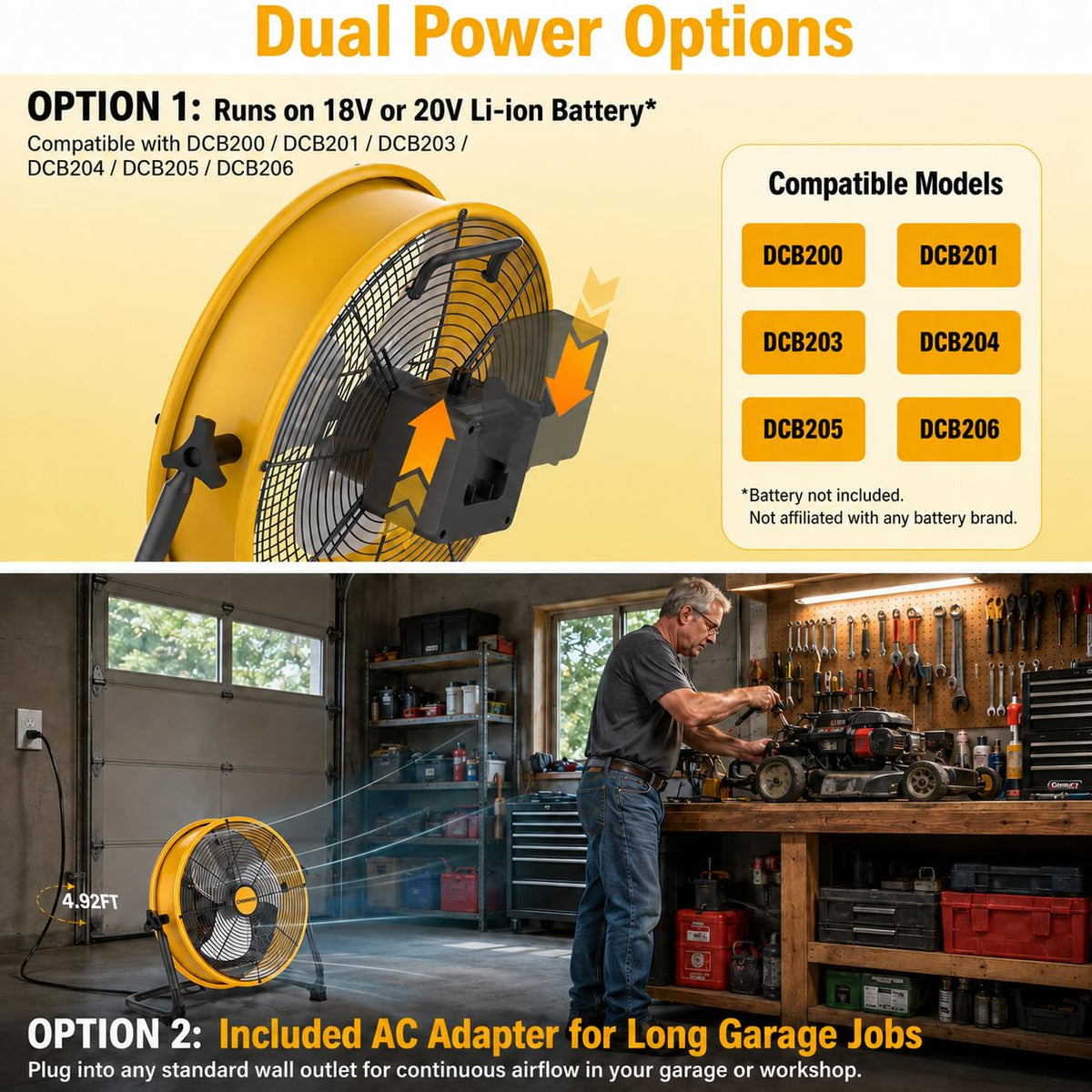 12" Battery Powered Cordless Floor Fan S84325