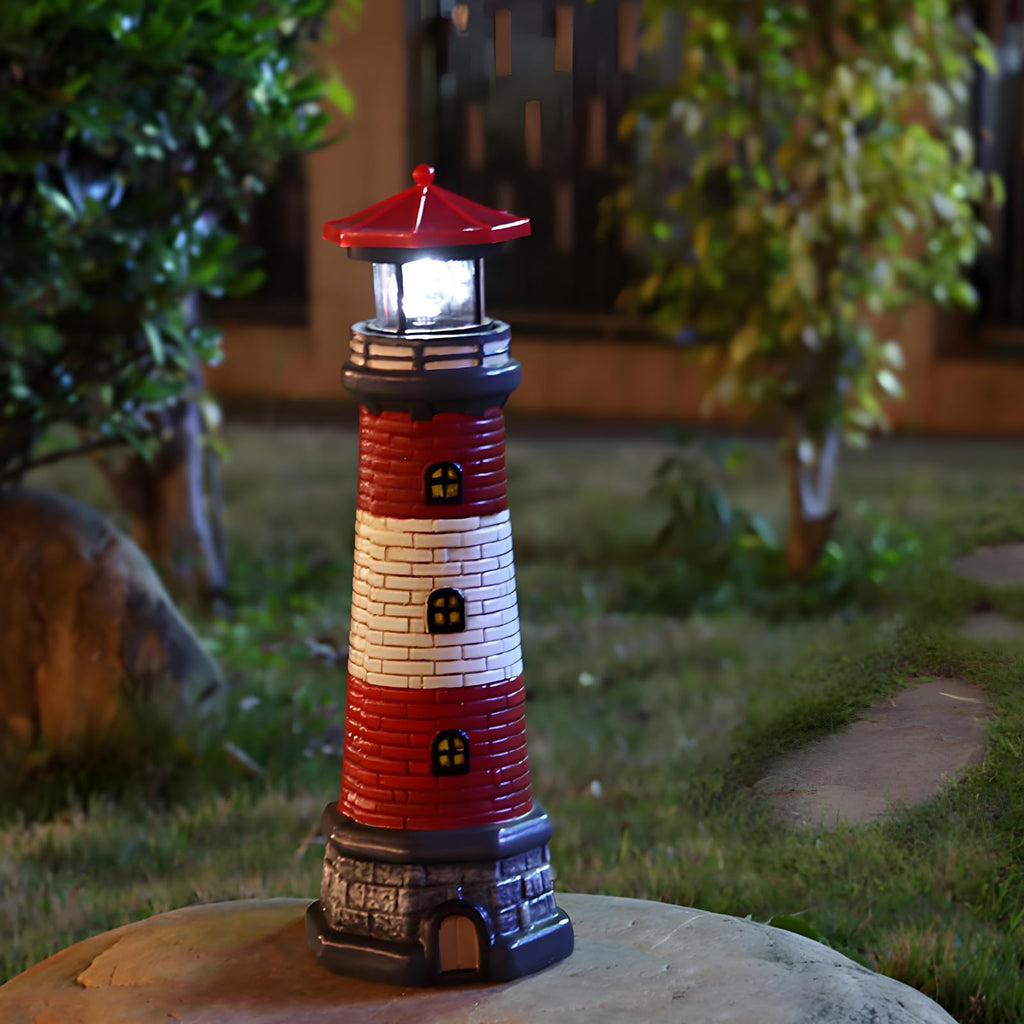 Solar Outdoor Lighthouse Garden Statue W7467
