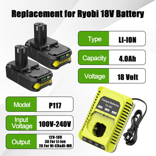 2Pack 4.0Ah Lithium Battery and Charger Combo D84915